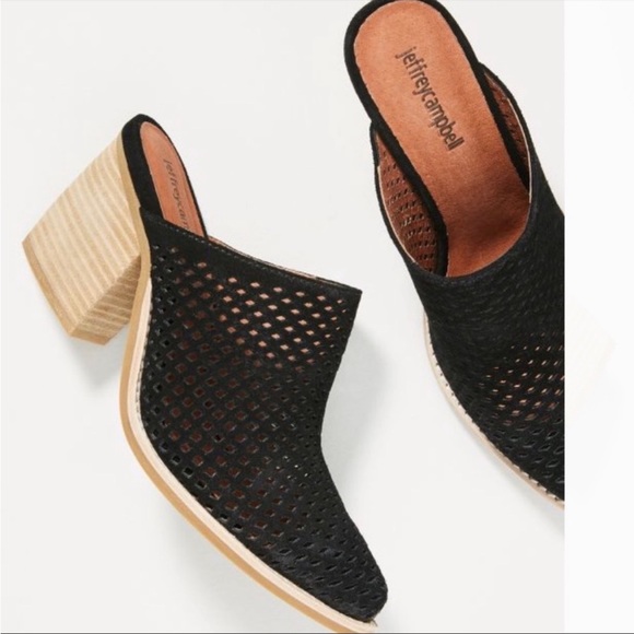 Jeffrey Campbell Shoes - Jeffrey Campbell Favela Black suede perforated mule- in very good condition